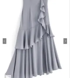 グレイル GRL アシンメトリースリットラッフルスカート ブルー