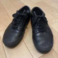 VANS／OLD SKOOL／LEATHER／BLACK／US9.5