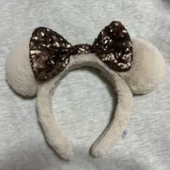 【新品未使用】ディズニーランドシー　ミッキーミニー耳付きカチューシャ　もこもこ