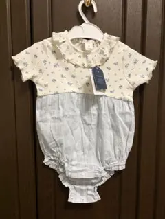 タグ付き　80cm ロンパース cottoli 花柄　水色