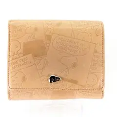 未使用 スヌーピー 本革 二つ折り財布 ヌメ革 レザー ウォレット