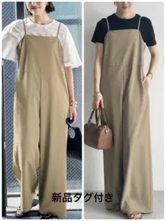 新品タグ付 グリーンレーベル 洗える☆高機能 サロペット バックリボン 伸縮性