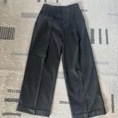 ピンストライプ タックワイドパンツ グレー スラックス
