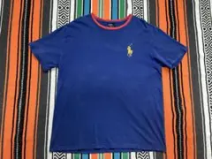 ポロ ラルフローレン リンガーTシャツ L ビッグポニー 青 USA ビンテージ
