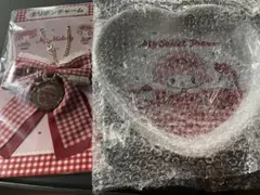 マイメロくじ　メラミンプレート　ピアノ　リボンチャーム　リボンチャーム