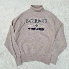 ポッシュボーイ　90's ヴィンテージタートルネックセーター　ベージュ　刺繍