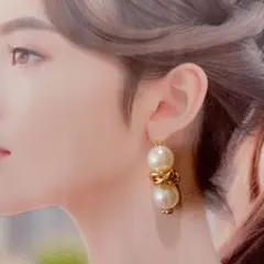 No.20 ♡ハンドメイド エレガントパールゴールドピアス♡