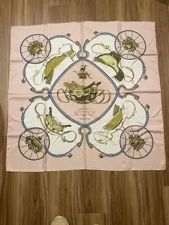 エルメス カレ90 ピンク SPRINGS 馬車柄 シルク100%