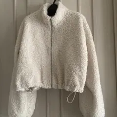 ボアジャケット ホワイト クロップド丈