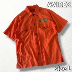 【AVIREX】半袖ミリタリーワークシャツ ヴィンテージ風 オレンジ L メンズのサムネイル