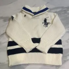 POLO フード付きセーター ホワイト・ネイビー