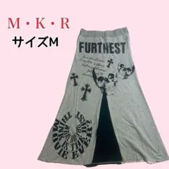 ゴシック/y2k MKR スカル×クロス 英字ロゴ 切替 ロングスカート M