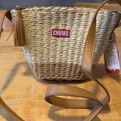 CHUMS ストローショルダーバッグ ベージュ