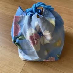【美品】 巾着 浴衣 水色 和柄 可愛い 古典 レトロ