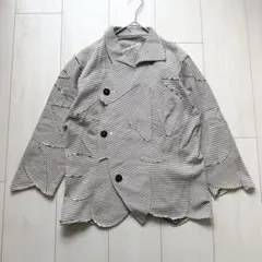 美品✨ヨーガンレール ストライプジャケット アシンメトリー　カットオフのサムネイル