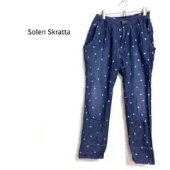 スーランスクラッタ　デニムパンツ 総柄 テーパード ナチュラル 北欧風 コットン