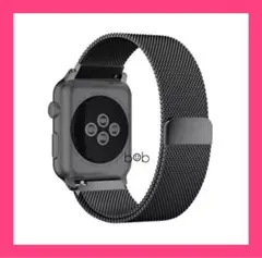 ブラック★アップルウォッチバンド ミラネーゼループベルト Apple Watch