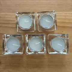 ガラス製キャンドルホルダー 5個セット キャンドル付き