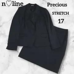 n♡line プレシャス セットアップ ストレッチ 黒 17号 大きいサイズ