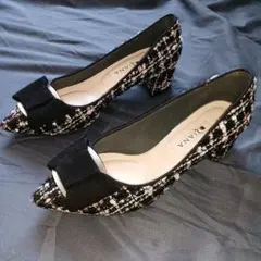 ダイアナツイードリボンパンプス　サイズ22.5