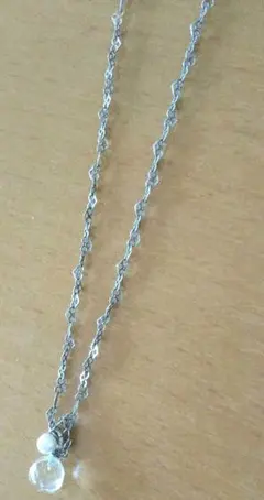 シルバー 飾り ビーズ パール チェーン ネックレス