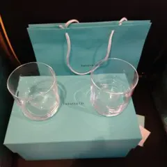 未使用】TIFFANYティファニー ボウ グラス ペアセット リボン 箱付き