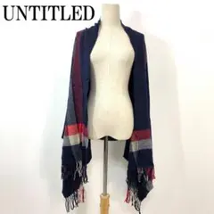 アンタイトル マフラー ポンチョ風 ウール系 チェック 赤 紺 B2870