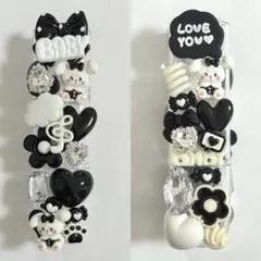 IQOSケースデコ　両面デコ　ブラック　ホワイト