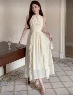 SHEIN DAZY ロングドレス ワンピース ベージュ アイボリー