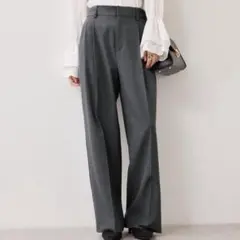 vis コンフォートストレートワイドパンツ スラックス グレー