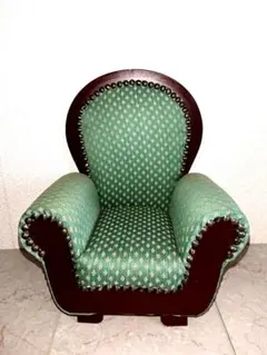 murakawa様専用★お人形用★木製のグリーンの布張り椅子(ソファー)