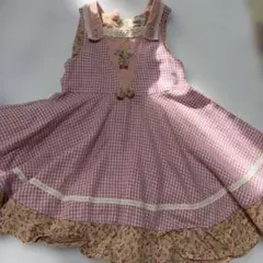 Souris 千鳥柄ワンピース 120cm ピンク