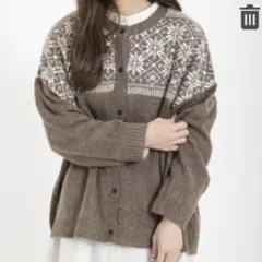 ◆417◆サマンサモスモス◆雪柄ジャカード前後2WAYニット◆モカ◆カーデ◆
