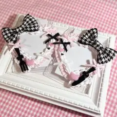 量産型 ホイップデコ 硬質ケース 千鳥柄 ピンク ねこ 平成女児 b8 12