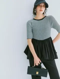 Mila Owen 2wayペプラムリブニットドッキングトップス　ホワイトのサムネイル