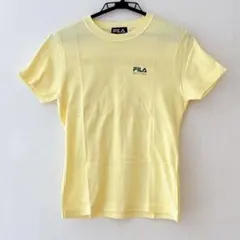 FILA フィラ 半袖Tシャツ Vネック L 綿　ロゴ イエロー レディースのサムネイル