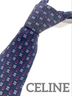 CELINE ネイビー パターン入り ネクタイ