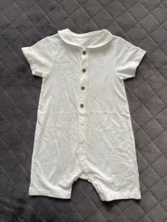 UNIQLOホワイト　コットンロンパース 襟付き