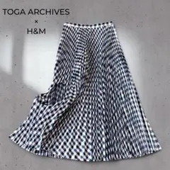 TOGA H&M ギンガムチェック カットアウト プリーツスカート XS トーガのサムネイル
