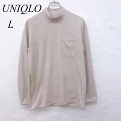 e5268 ユニクロ フリース タートルネック 長袖トップス L ポケット付き