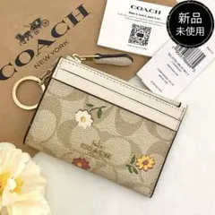 新品　正規品☆COACH(コーチ) コインケース　ホワイト　花柄 コインケース