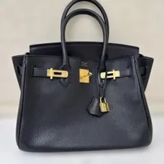 Nさま専用 ブラックレザー ハンドバッグ 南京錠付き