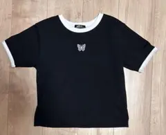 【美品】SUREVE Tシャツ 蝶刺繍 ブラック Mサイズ