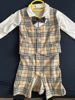 ベージュ チェック柄 セレモニースーツ 80センチ