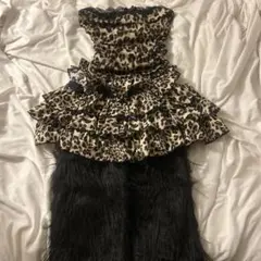 ヒョウ柄キャミソール スカート レッグウォーマー3点セット
