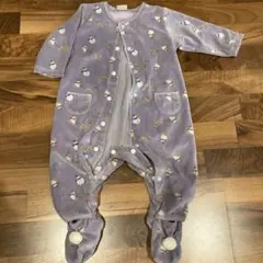 紫色 雪だるま柄足つきロンパースpetit main