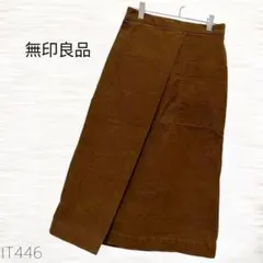 無印良品/コーデュロイスカート/Ｓ/ブラウン/ミモレ丈/ウエストゴム/ラップ風のサムネイル
