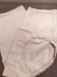 ベージュ リブ編み レース付き ショーツ 新品未使用Lサイズ