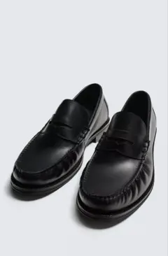 ZARA ギャザーレザーローファー リアルレザー 41 26.4cmのサムネイル