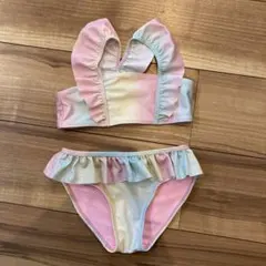 訳ありH&Mキッズ用セパレート水着 パステルグラデーション フリル付き